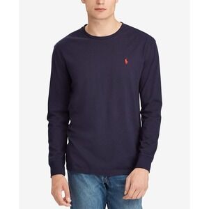 Polo Ralph Lauren Mens 2XLT Long Sleeve T-Shirt Navy Blue Red Pony Logo NWT